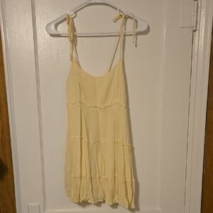 SHEIN Pale Yellow Tiered Mini Dress